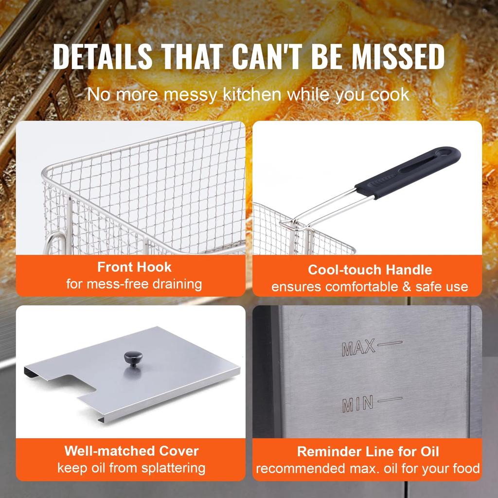 Electric Dual Tank 12L Commercial Countertop Fryer by HitMyNeed