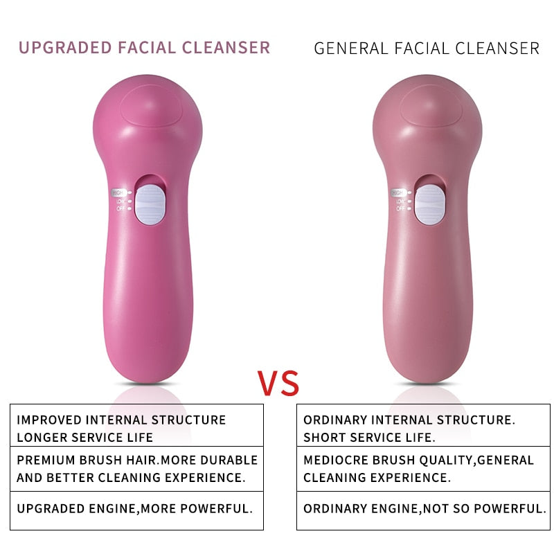 Electric Facial Cleansing Brush with 5 Attachments by HitMyNeed