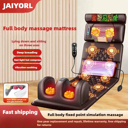 Electric Full Body Massage Mattress with Heat & Airbags jd-409-leather us-plug by HitMyNeed