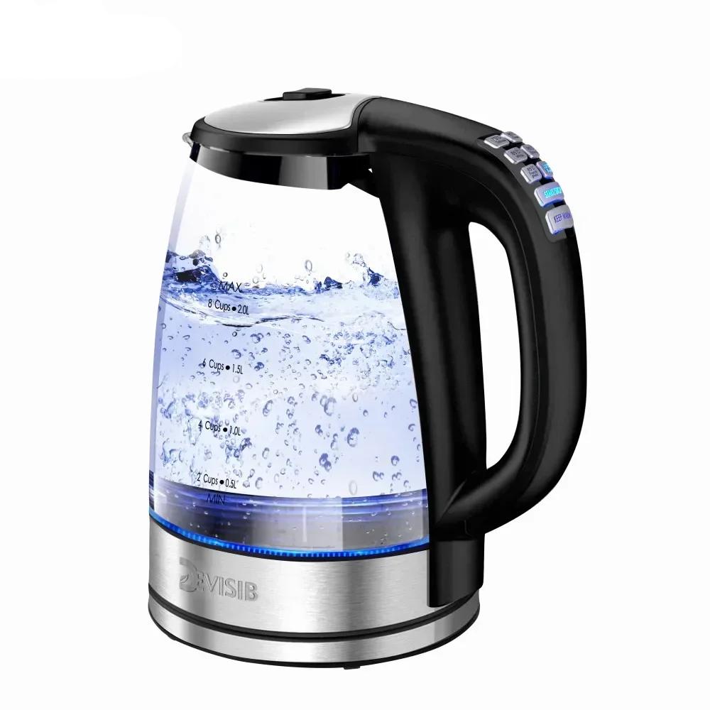 Electric Glass Kettle 2L with Temp Control & Keep Warm by HitMyNeed