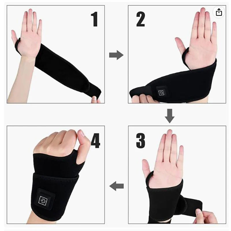 Electric Heated Adjustable Wrist Support Sleeve Black by HitMyNeed