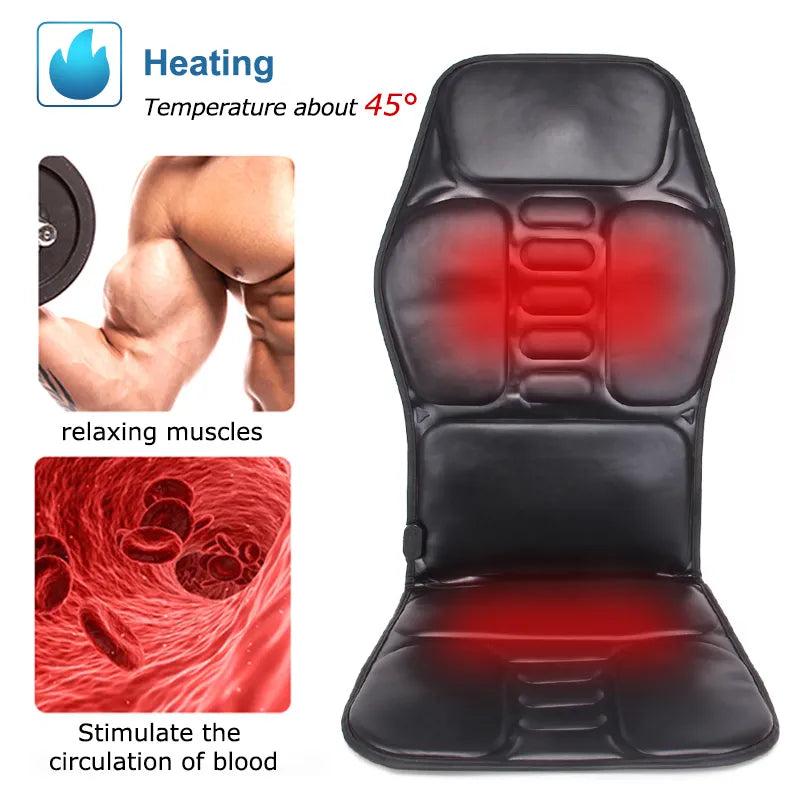 Electric Heated Back and Seat Massage Cushion by HitMyNeed