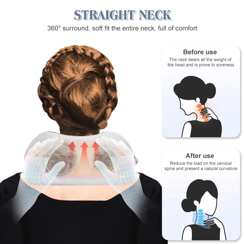 Electric Heated Neck Massager Memory Foam Travel Pillow by HitMyNeed