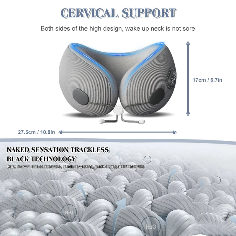 Electric Heated Neck Massager Memory Foam Travel Pillow by HitMyNeed