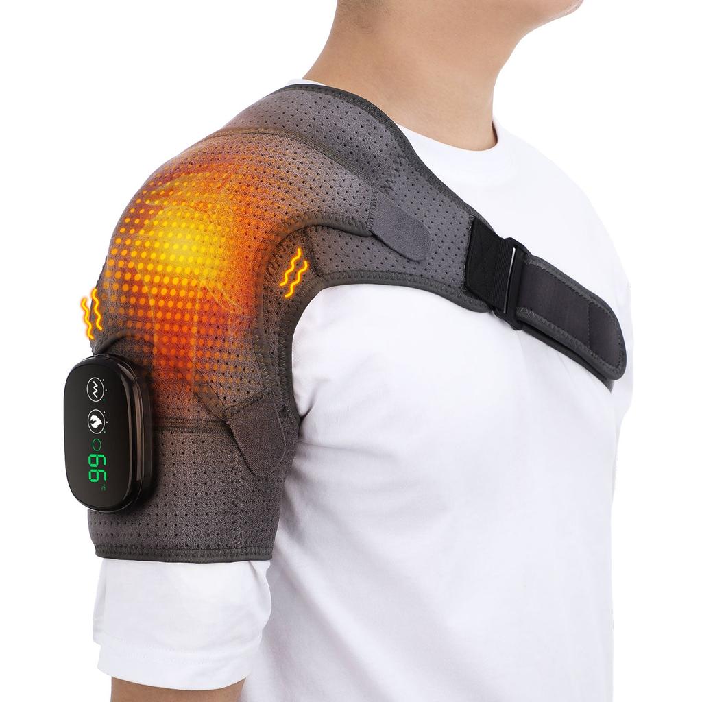 Electric Heated Shoulder Massager Brace with Vibration by HitMyNeed