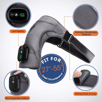 Electric Heated Shoulder Massager Brace with Vibration by HitMyNeed