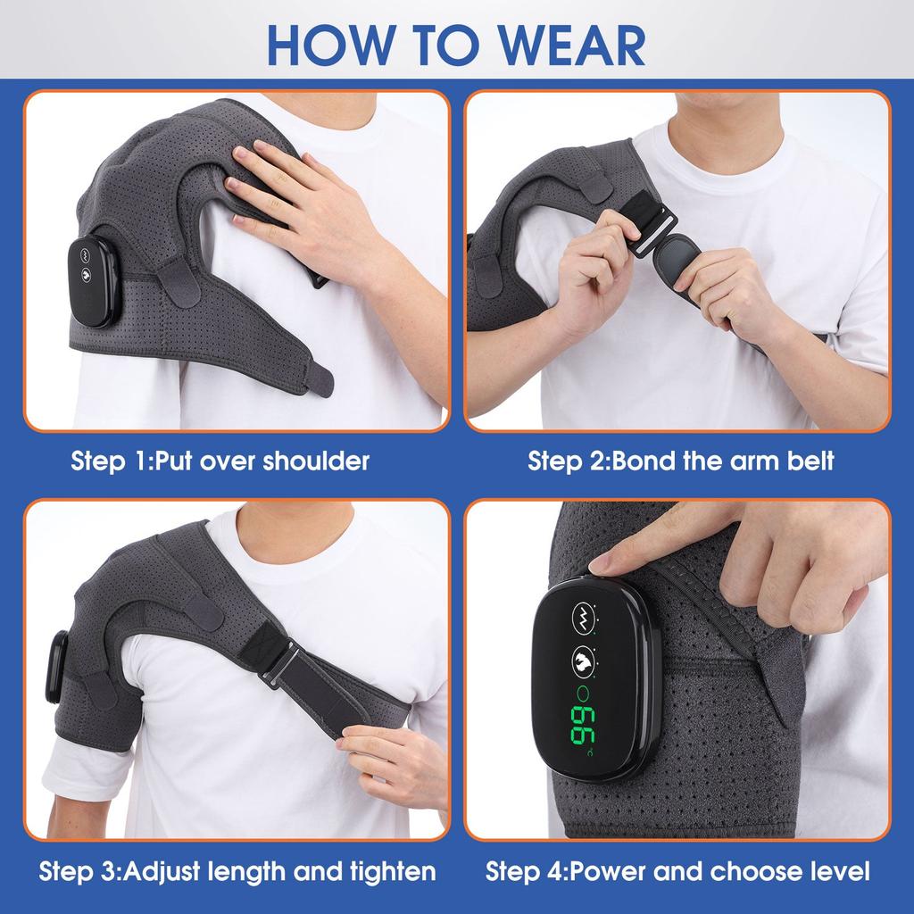 Electric Heated Shoulder Massager Brace with Vibration by HitMyNeed