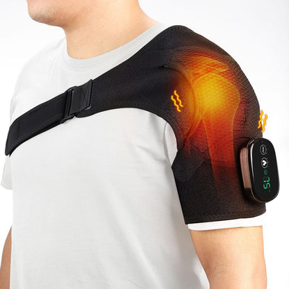 Electric Heated Shoulder Massager Brace with Vibration black by HitMyNeed
