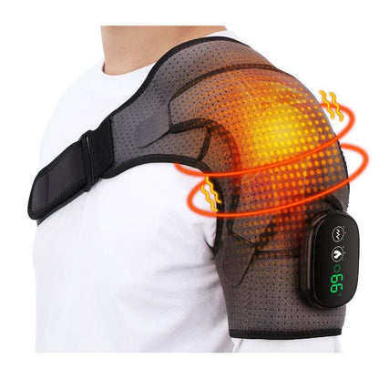 Electric Heated Shoulder Massager Brace with Vibration gray-black by HitMyNeed