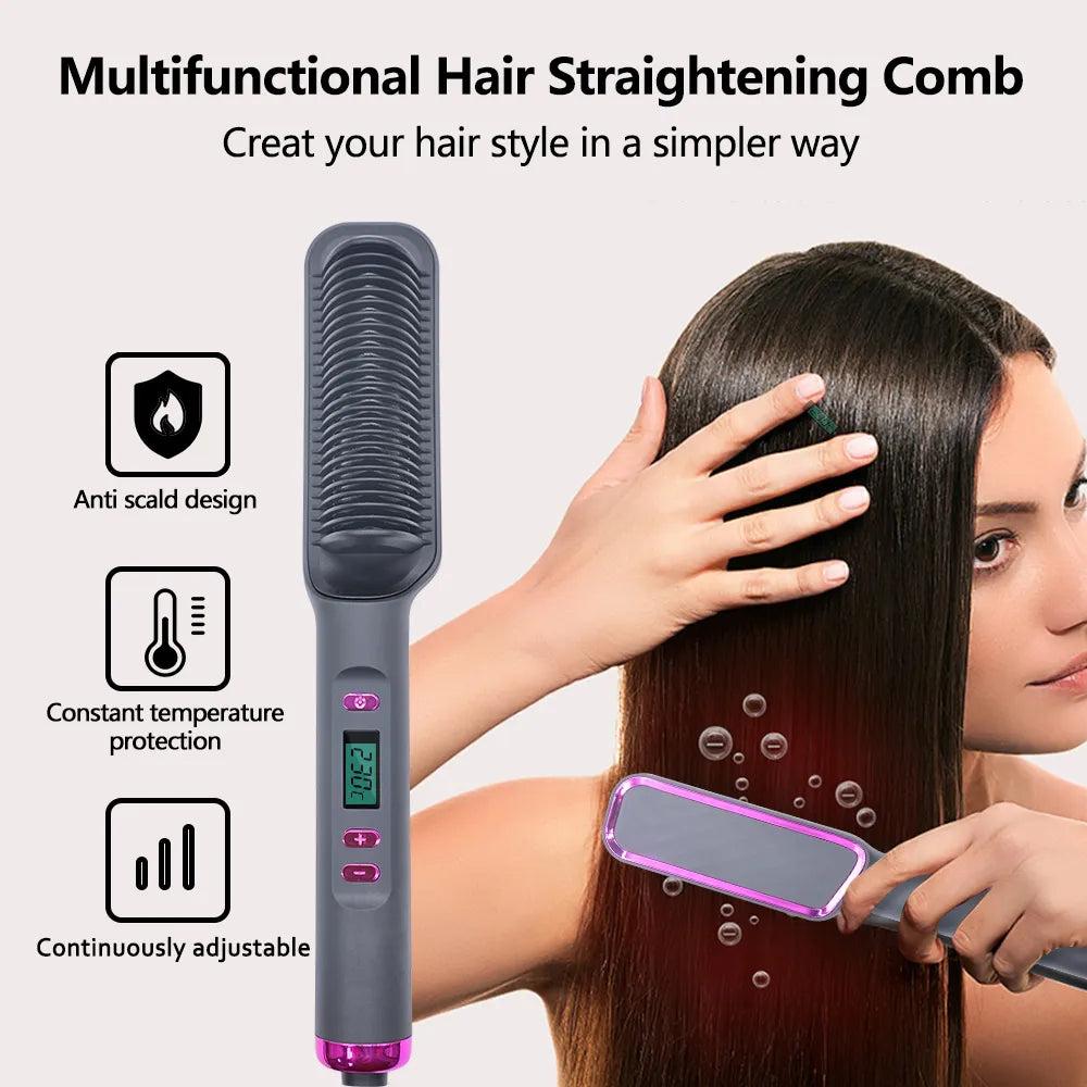 Electric Hot Comb Ionic Hair Straightening Brush by HitMyNeed