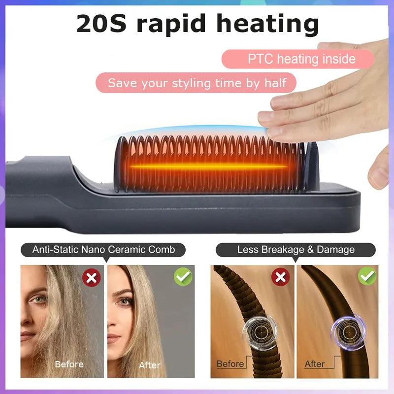 Electric Hot Comb Ionic Hair Straightening Brush by HitMyNeed