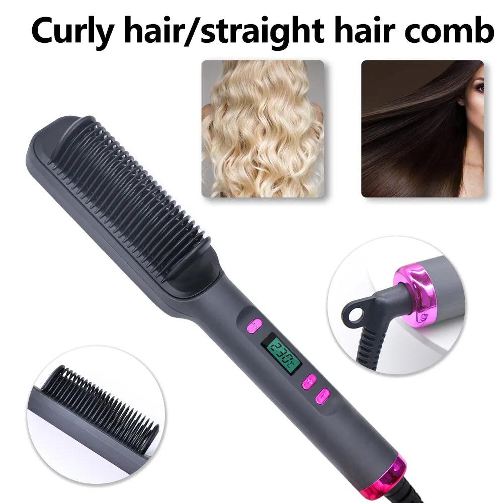 Electric Hot Comb Ionic Hair Straightening Brush by HitMyNeed