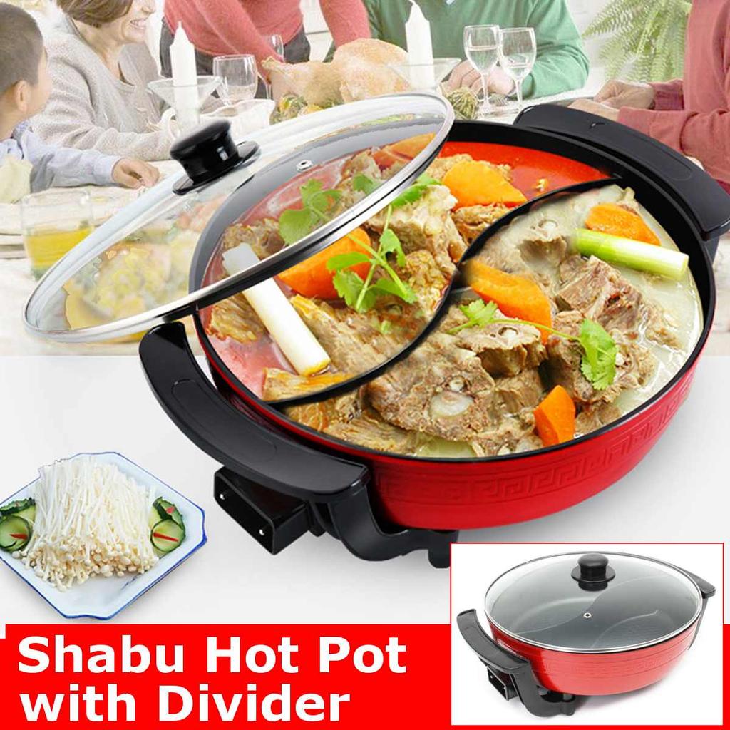 Electric Hot Pot Cooker with Dual Divider, 6L by HitMyNeed