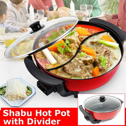Electric Hot Pot Cooker with Dual Divider, 6L by HitMyNeed