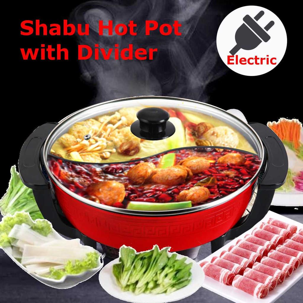 Electric Hot Pot Cooker with Dual Divider, 6L by HitMyNeed