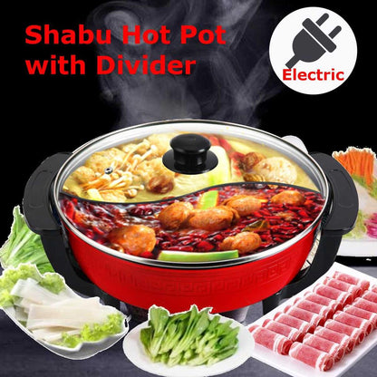 Electric Hot Pot Cooker with Dual Divider, 6L by HitMyNeed