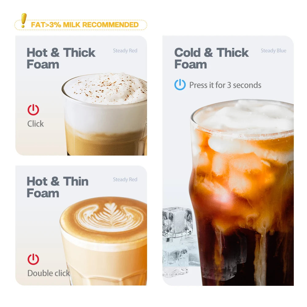 Electric Milk Frother & Warmer for Hot and Cold Drinks by HitMyNeed