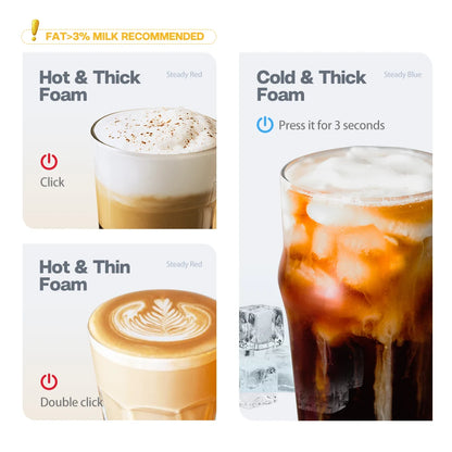 Electric Milk Frother & Warmer for Hot and Cold Drinks by HitMyNeed