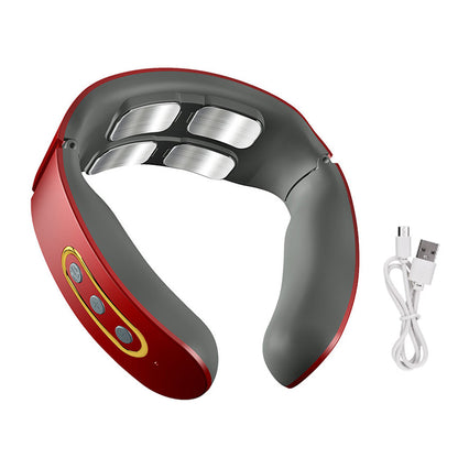 Electric Neck & Shoulder Pulse Massager with Heat type1-red by HitMyNeed