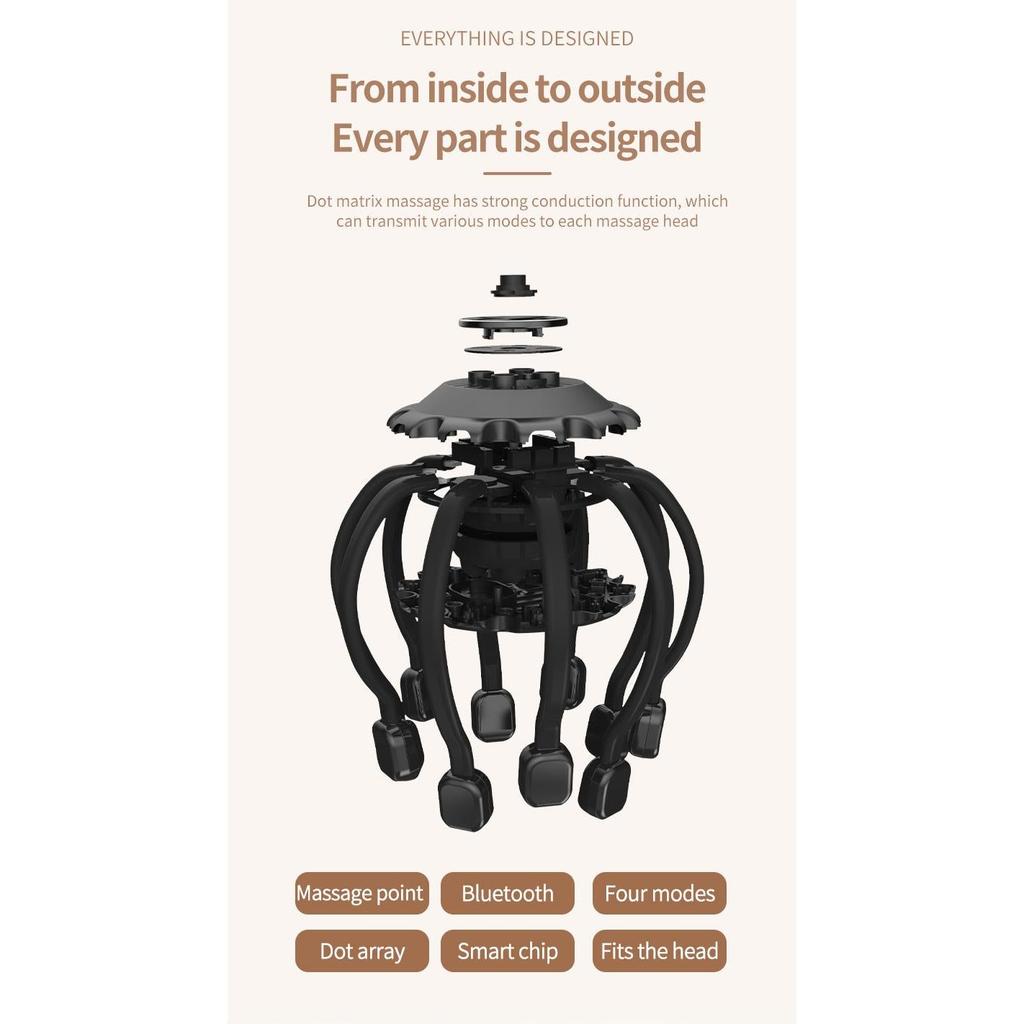 Electric Octopus Head Massager with Bluetooth Audio by HitMyNeed