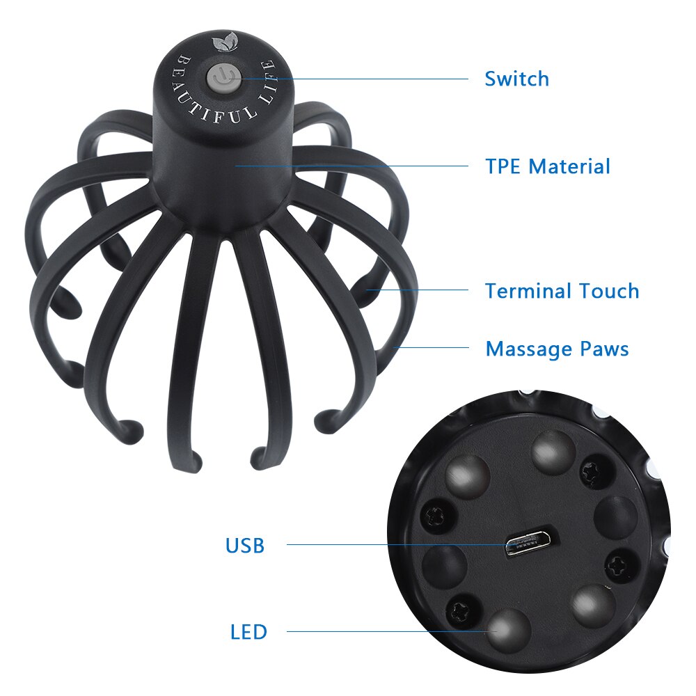 Electric Octopus Scalp Massager with USB Charging by HitMyNeed