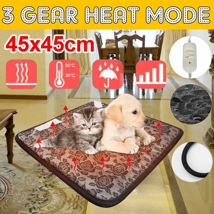 Electric Pet Heating Pad Warming Mat 45 x 45 cm by HitMyNeed