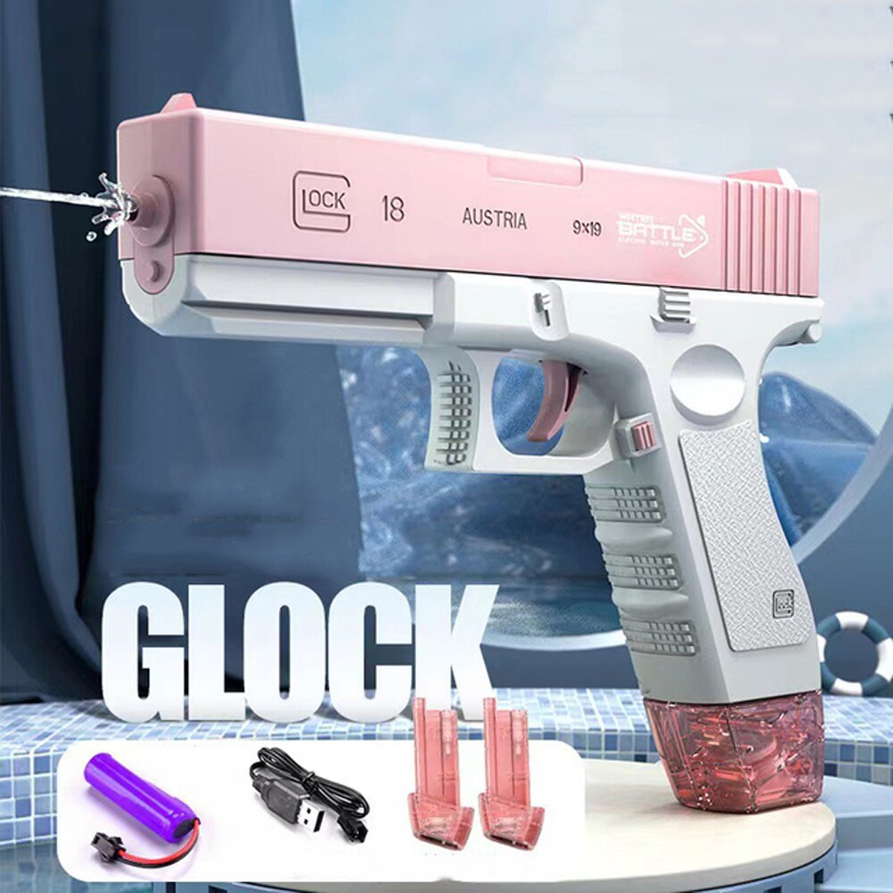 Electric Water Blaster Pistol with Tank for Kids stylea-pink by HitMyNeed