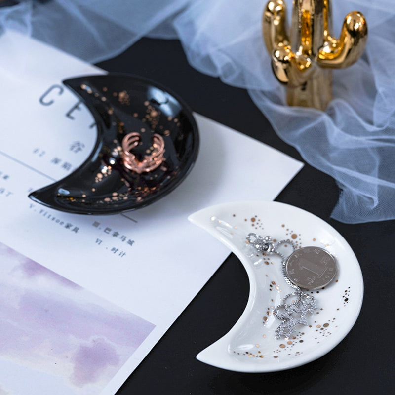 Elegant Ceramic Moon Jewelry Tray by HitMyNeed