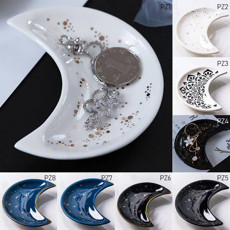 Elegant Ceramic Moon Jewelry Tray by HitMyNeed