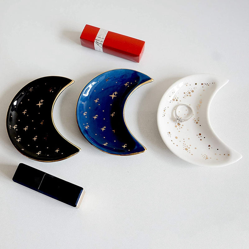 Elegant Ceramic Moon Jewelry Tray by HitMyNeed