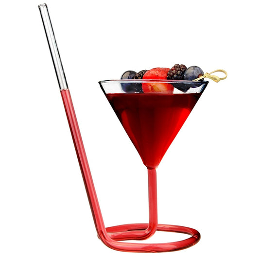 Elegant Cocktail Glass with Built‑In Spiral Straw by HitMyNeed