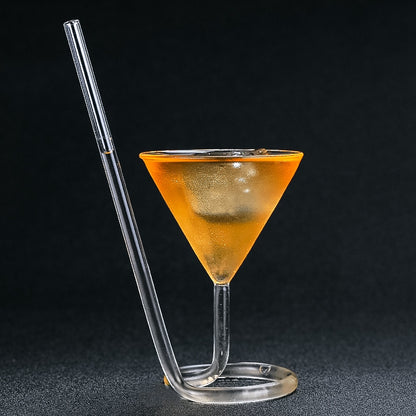 Elegant Cocktail Glass with Built‑In Spiral Straw by HitMyNeed