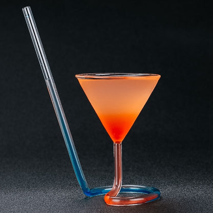 Elegant Cocktail Glass with Built‑In Spiral Straw by HitMyNeed