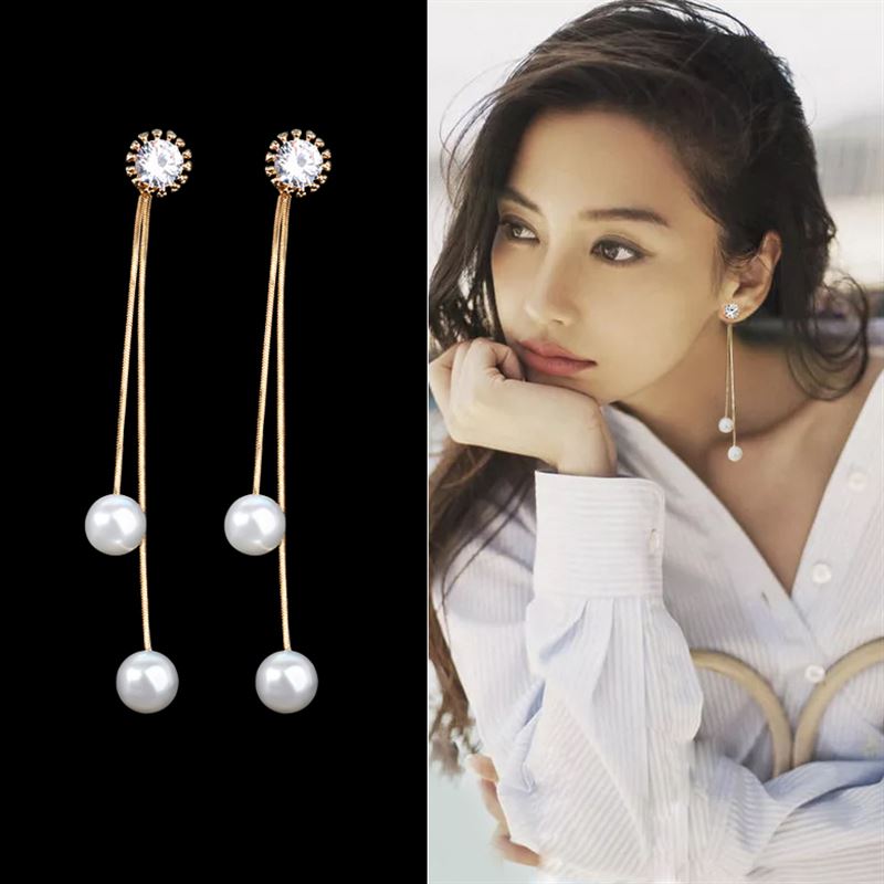 Elegant Convertible Pearl Dangle Stud Earrings by HitMyNeed