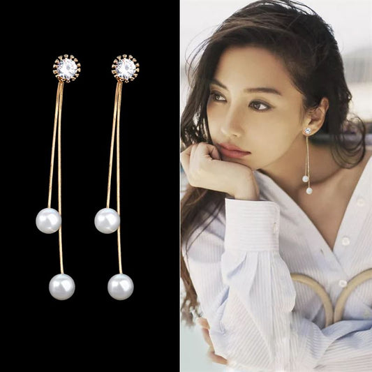 Elegant Convertible Pearl Dangle Stud Earrings by HitMyNeed