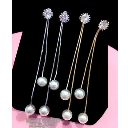 Elegant Convertible Pearl Dangle Stud Earrings by HitMyNeed