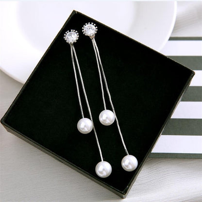 Elegant Convertible Pearl Dangle Stud Earrings by HitMyNeed