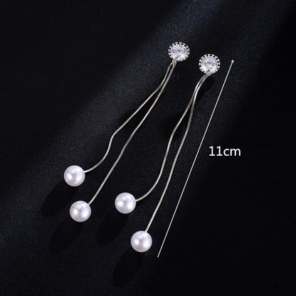 Elegant Convertible Pearl Dangle Stud Earrings by HitMyNeed