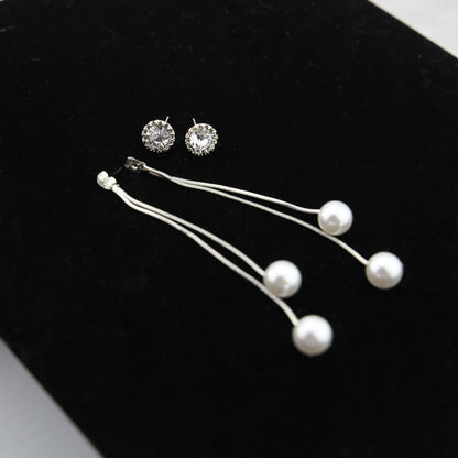 Elegant Convertible Pearl Dangle Stud Earrings by HitMyNeed