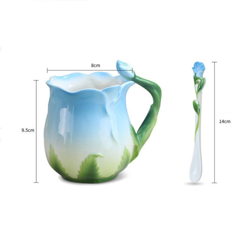 Elegant Flower Tea Cup with Matching Spoon by HitMyNeed