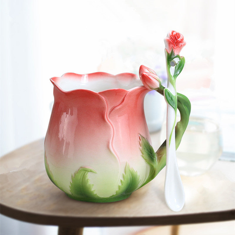 Elegant Flower Tea Cup with Matching Spoon by HitMyNeed