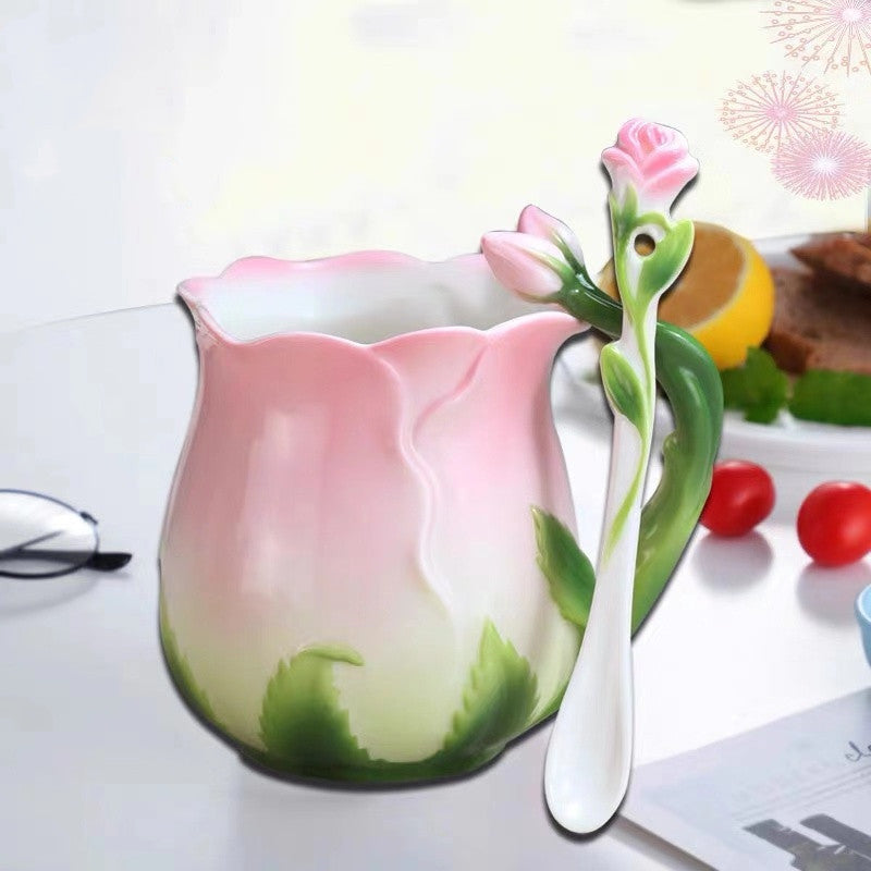 Elegant Flower Tea Cup with Matching Spoon by HitMyNeed