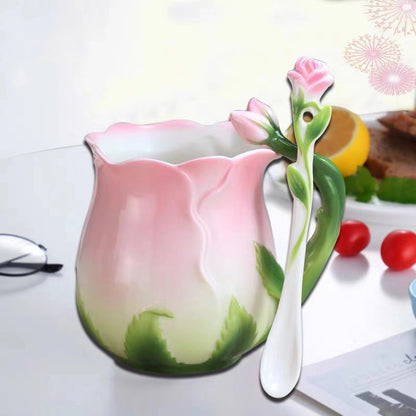 Elegant Flower Tea Cup with Matching Spoon by HitMyNeed