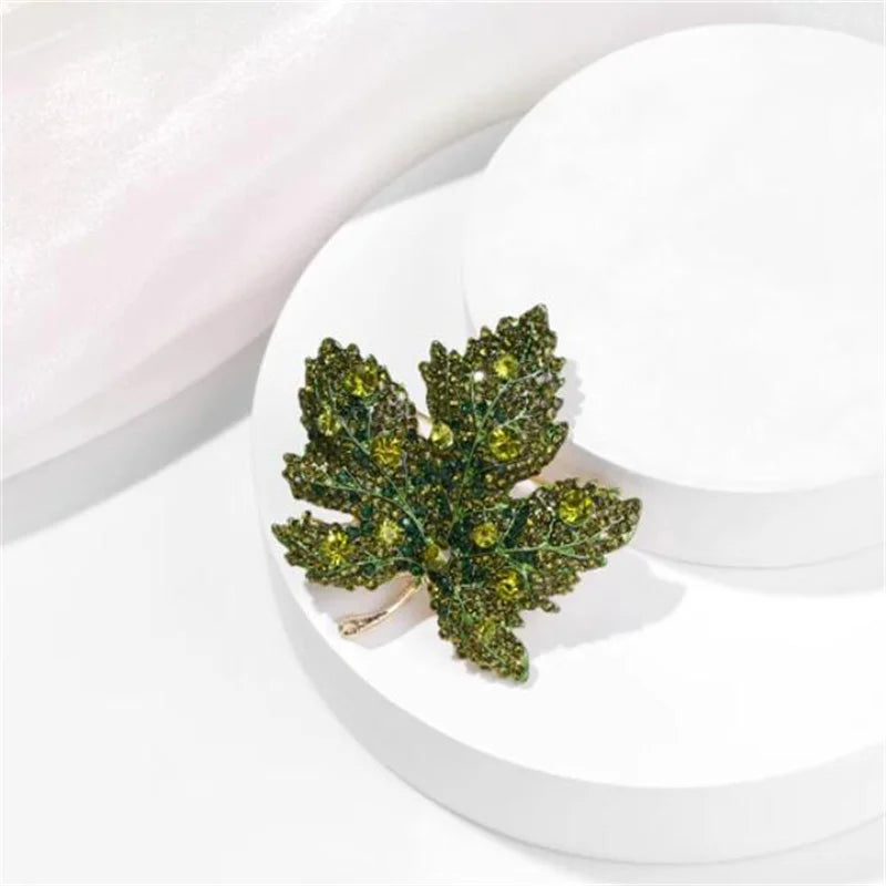 Elegant Maple Leaf Brooch with Rhinestones bc23y0125-2 by HitMyNeed