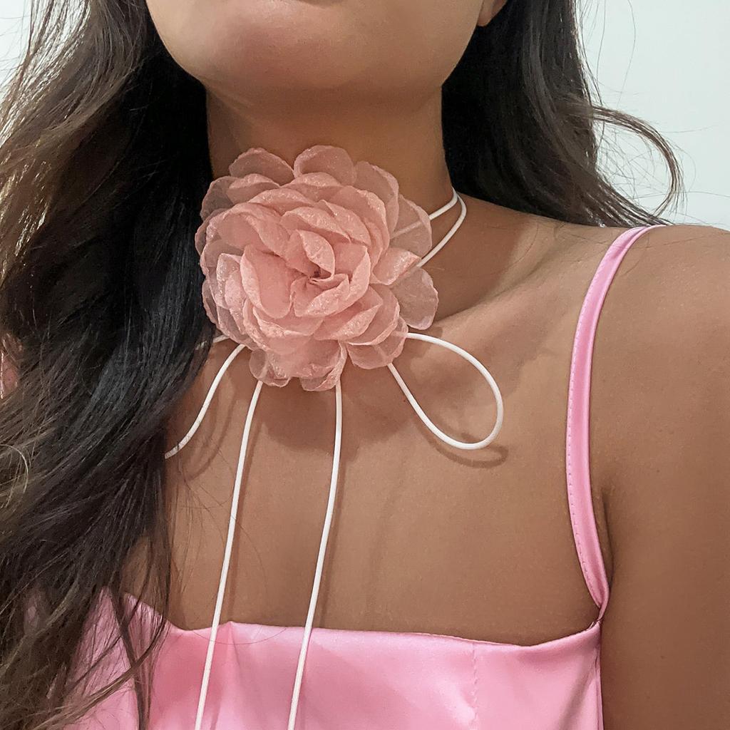 Elegant Oversized Rose Mesh Choker Necklace by HitMyNeed