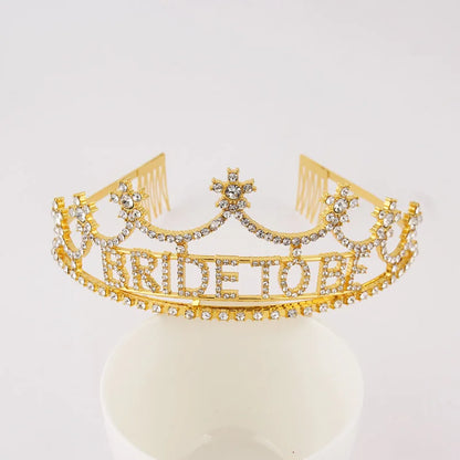 Elegant Rhinestone Bride To Be Tiara with Combs gold by HitMyNeed