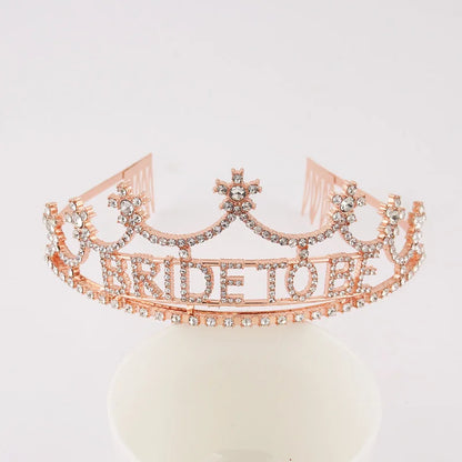 Elegant Rhinestone Bride To Be Tiara with Combs rose-gold by HitMyNeed