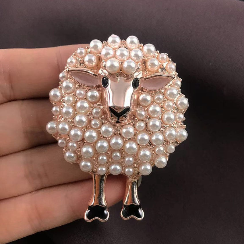 Elegant Sheep Brooch with Pearl Detailing by HitMyNeed