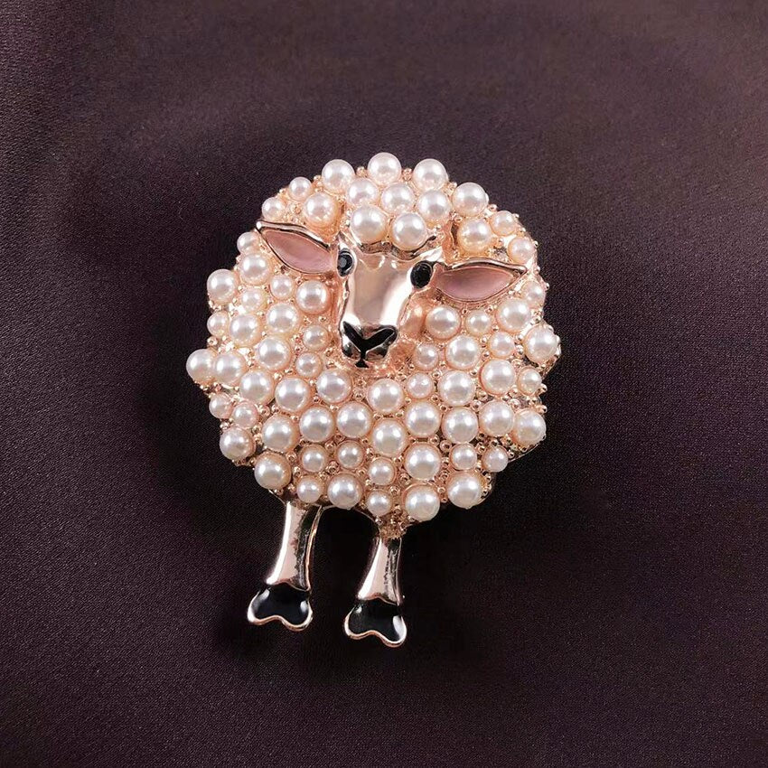 Elegant Sheep Brooch with Pearl Detailing by HitMyNeed