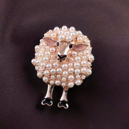 Elegant Sheep Brooch with Pearl Detailing by HitMyNeed